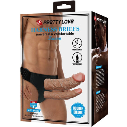 PRETTY LOVE - KEAVEN HARNESS BRIEFS UNIVERSAL & COMFORTABLE DOUBLE DILDO - My naughty haven #