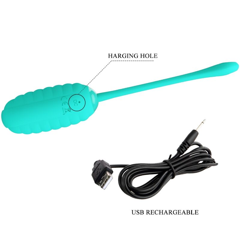 PRETTY LOVE - KIRK RECHARGEABLE VIBRATING EGG AQUA GREEN - My naughty haven #