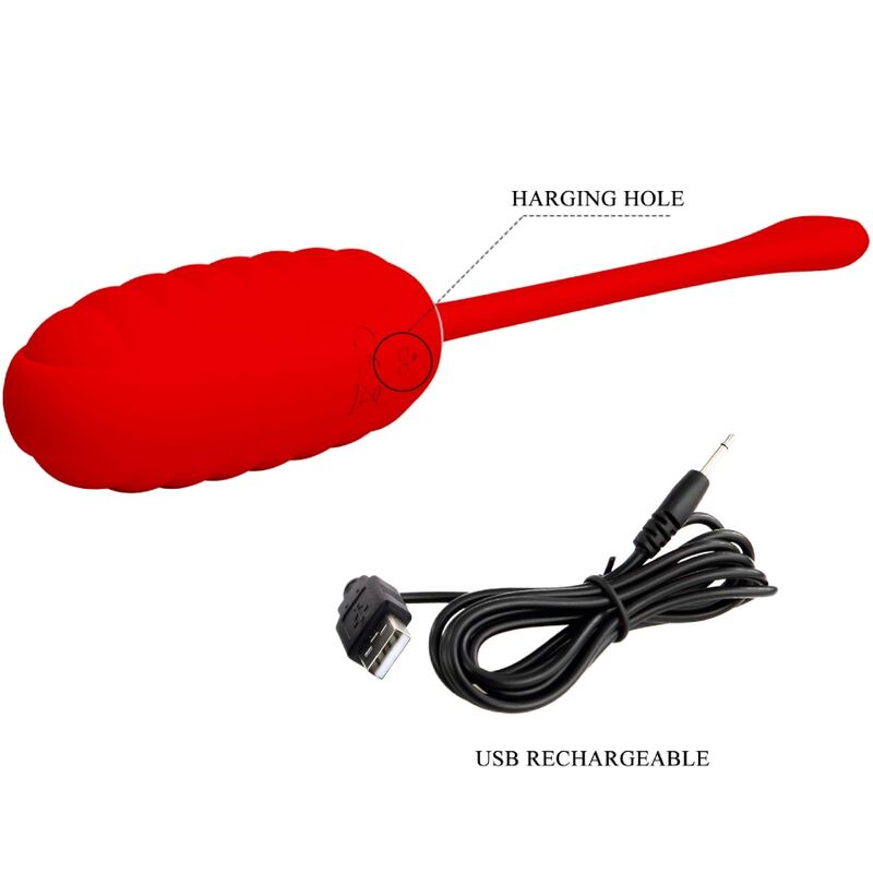 PRETTY LOVE - KIRK RECHARGEABLE VIBRATING EGG RED - My naughty haven #