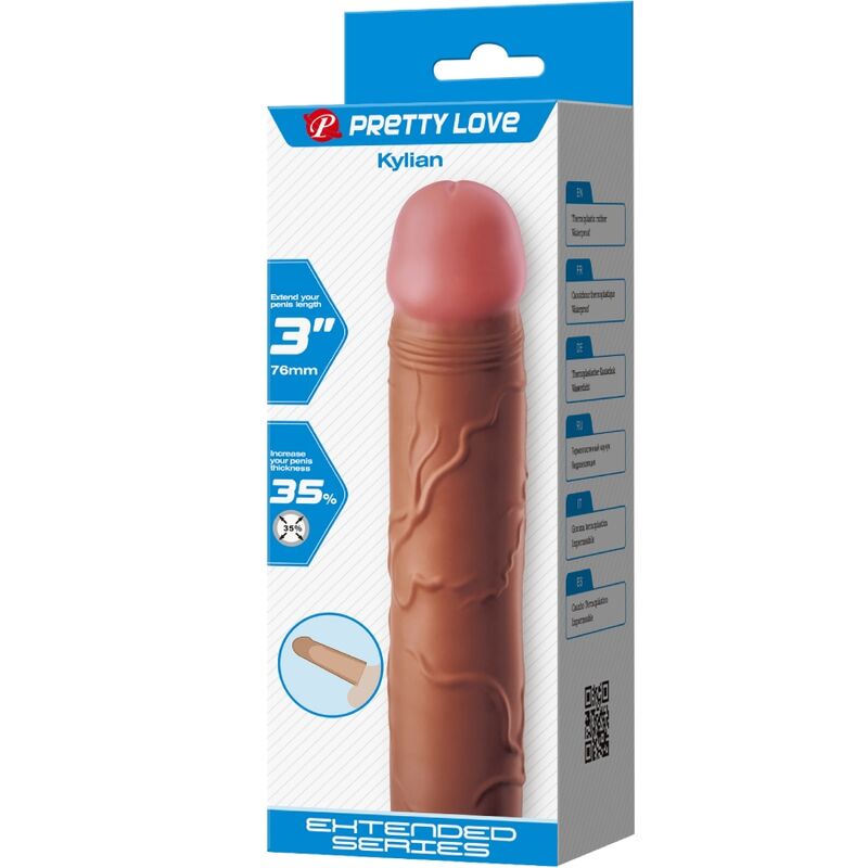 PRETTY LOVE - KYLIAN PENIS SLEEVE WITH 7.6 CM EXTENSION MULATTO - My naughty haven #