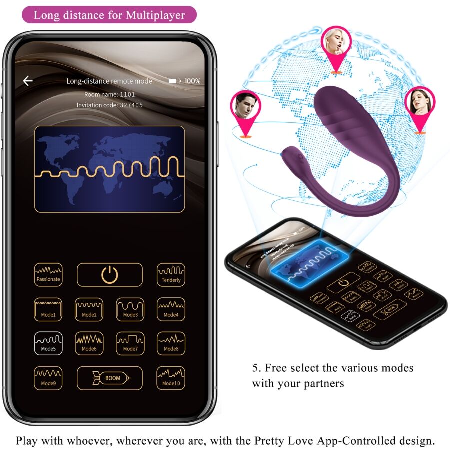 PRETTY LOVE - LEVIATHAN APP CONTROLLED VIBRATOR PURPLE - My naughty haven #