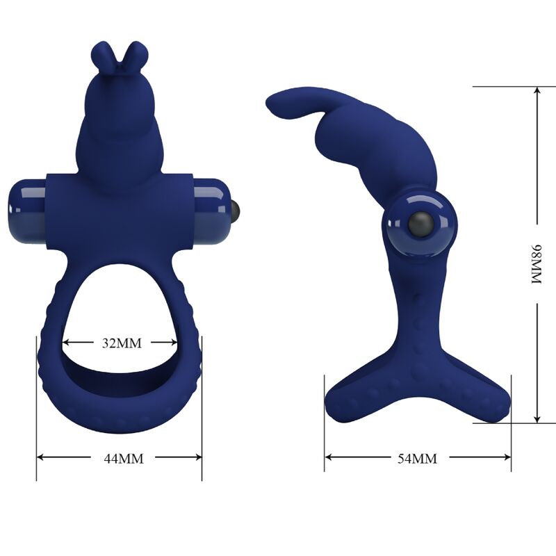 PRETTY LOVE - LUCHITO DOUBLE VIBRATING RING RABBIT BLUE - My naughty haven #
