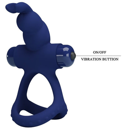 PRETTY LOVE - LUCHITO DOUBLE VIBRATING RING RABBIT BLUE - My naughty haven #
