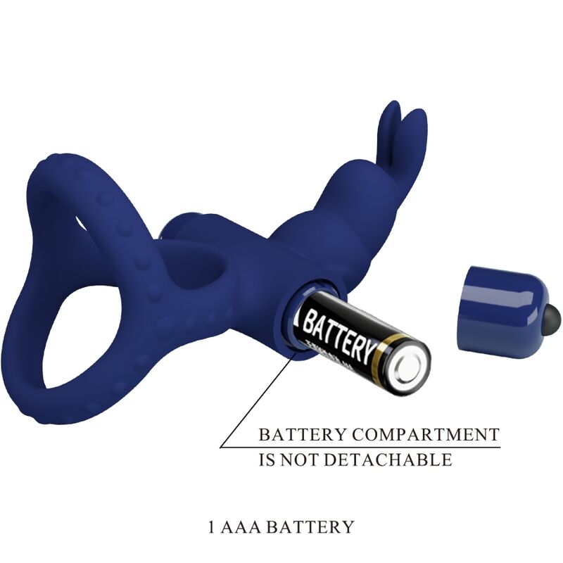 PRETTY LOVE - LUCHITO DOUBLE VIBRATING RING RABBIT BLUE - My naughty haven #
