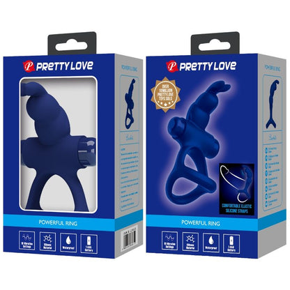 PRETTY LOVE - LUCHITO DOUBLE VIBRATING RING RABBIT BLUE - My naughty haven #