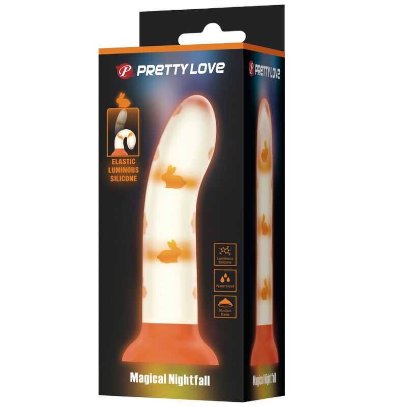 PRETTY LOVE - MAGICAL NIGHTFALL DILDO WITHOUT VIBRATION LUMINOUS ORANGE - My naughty haven #