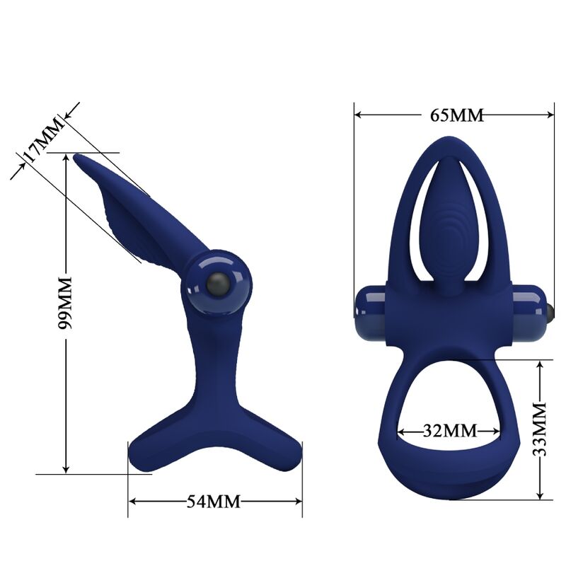 PRETTY LOVE - MAT DOUBLE RING WITH VIBRATION & STIMULATOR BLUE - My naughty haven #