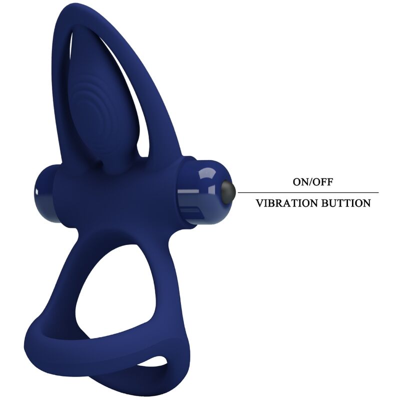 PRETTY LOVE - MAT DOUBLE RING WITH VIBRATION & STIMULATOR BLUE - My naughty haven #
