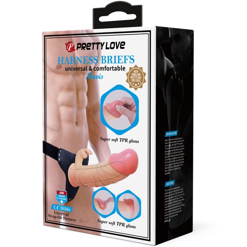PRETTY LOVE - MAVIS HARNESS UNIVERSAL BRIEFS WITH DILDO 19 CM NATURAL - My naughty haven #
