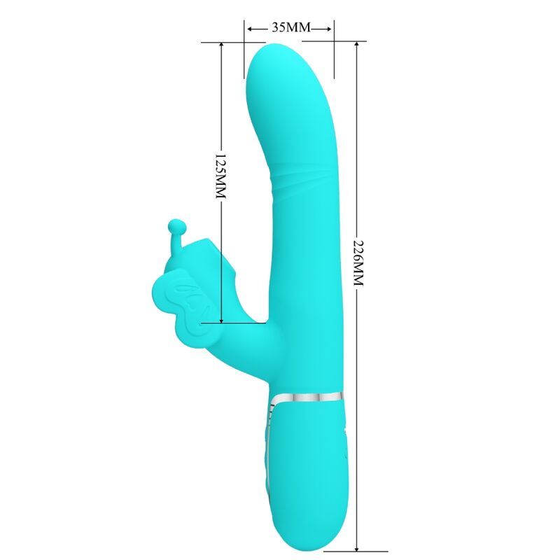 PRETTY LOVE - MULTIFUNCTION RABBIT VIBRATOR 4 IN 1 BUTTERFLY AQUA GREEN - My naughty haven #
