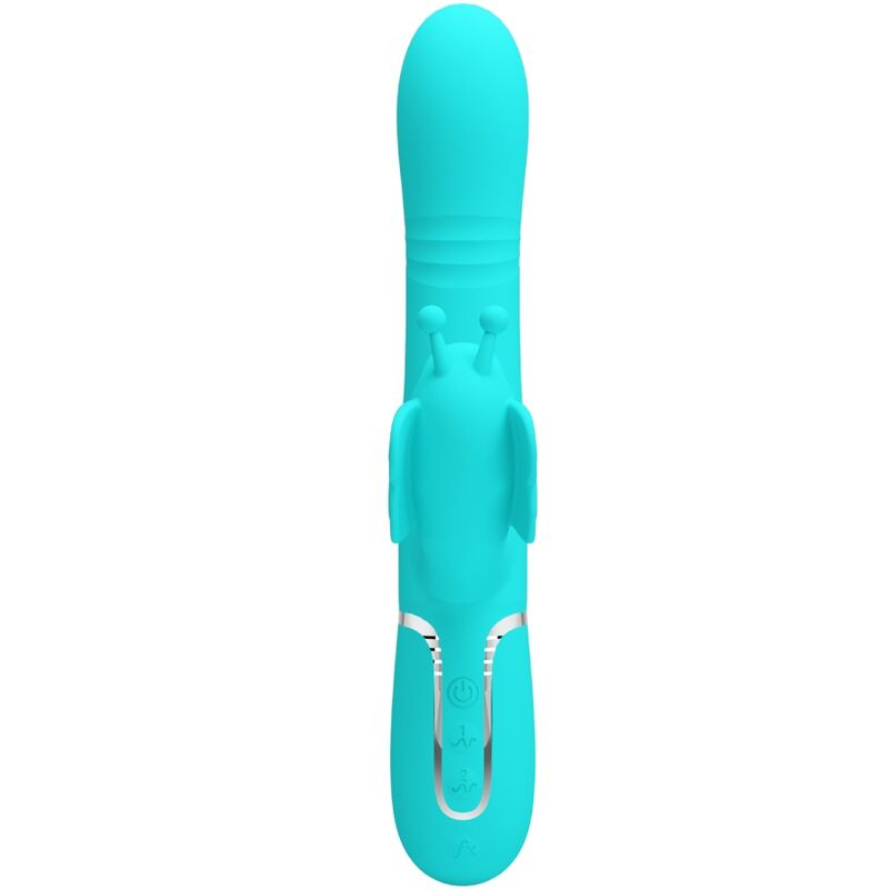 PRETTY LOVE - MULTIFUNCTION RABBIT VIBRATOR 4 IN 1 BUTTERFLY AQUA GREEN - My naughty haven #