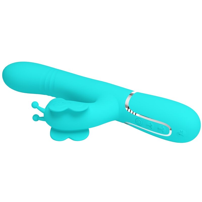 PRETTY LOVE - MULTIFUNCTION RABBIT VIBRATOR 4 IN 1 BUTTERFLY AQUA GREEN - My naughty haven #