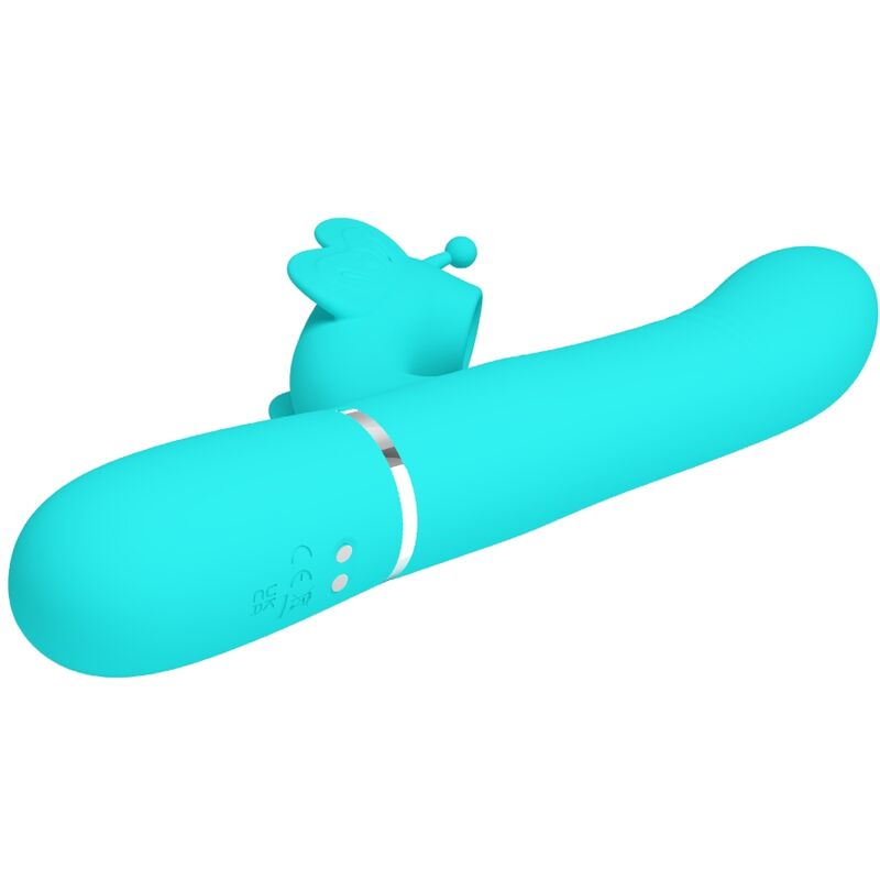 PRETTY LOVE - MULTIFUNCTION RABBIT VIBRATOR 4 IN 1 BUTTERFLY AQUA GREEN - My naughty haven #