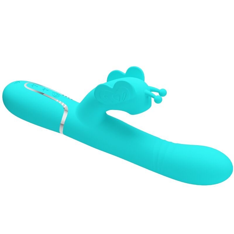 PRETTY LOVE - MULTIFUNCTION RABBIT VIBRATOR 4 IN 1 BUTTERFLY AQUA GREEN - My naughty haven #