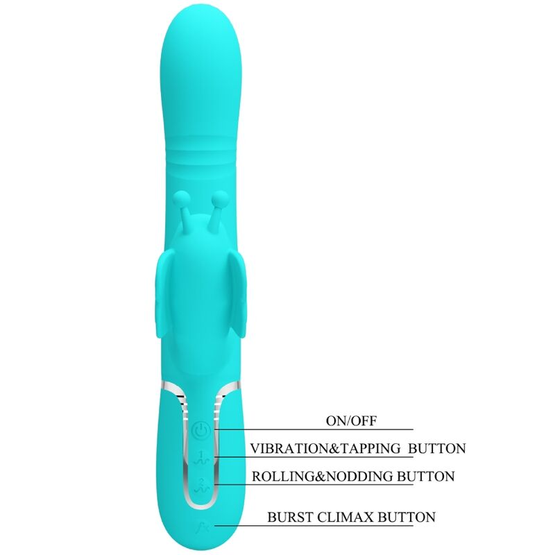 PRETTY LOVE - MULTIFUNCTION RABBIT VIBRATOR 4 IN 1 BUTTERFLY AQUA GREEN - My naughty haven #
