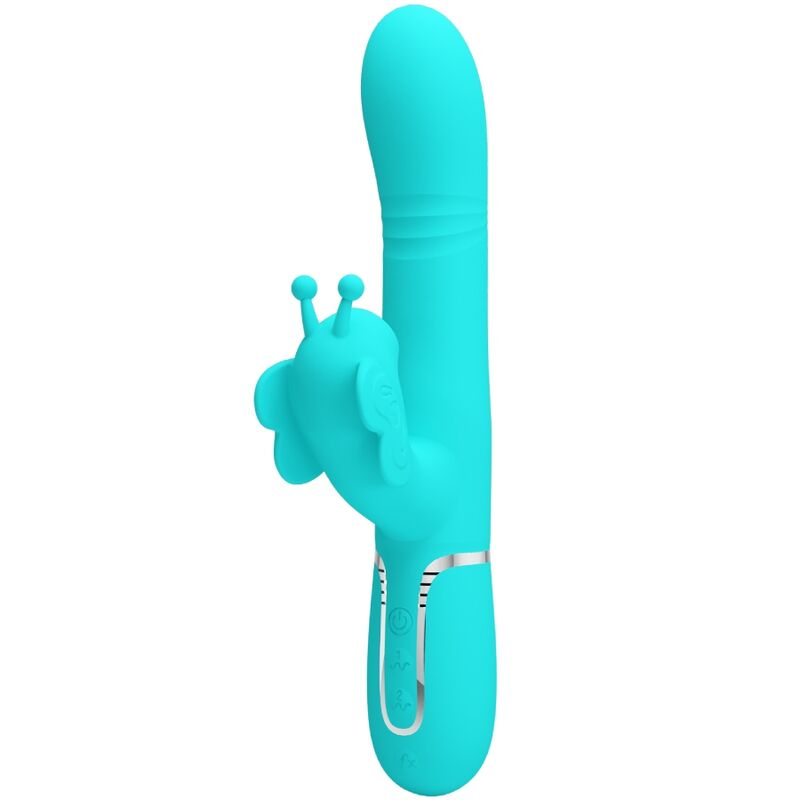 PRETTY LOVE - MULTIFUNCTION RABBIT VIBRATOR 4 IN 1 BUTTERFLY AQUA GREEN - My naughty haven #