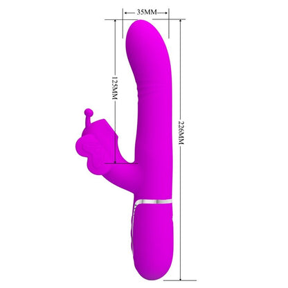 PRETTY LOVE - MULTIFUNCTION RABBIT VIBRATOR 4 IN 1 BUTTERFLY FUCHSIA - My naughty haven #
