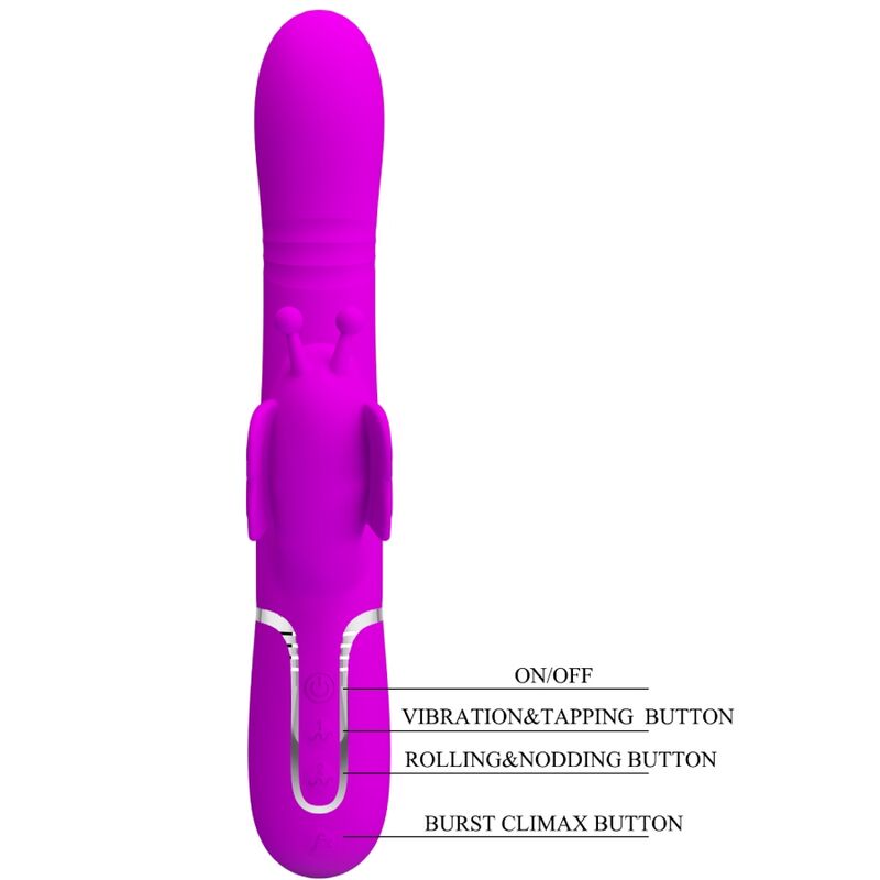PRETTY LOVE - MULTIFUNCTION RABBIT VIBRATOR 4 IN 1 BUTTERFLY FUCHSIA - My naughty haven #