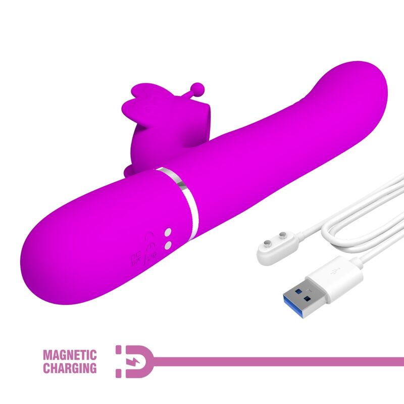 PRETTY LOVE - MULTIFUNCTION RABBIT VIBRATOR 4 IN 1 BUTTERFLY FUCHSIA - My naughty haven #