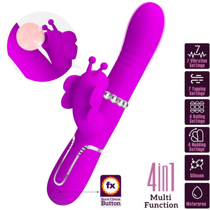 PRETTY LOVE - MULTIFUNCTION RABBIT VIBRATOR 4 IN 1 BUTTERFLY FUCHSIA - My naughty haven #
