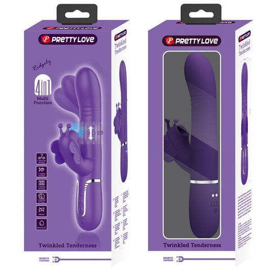 PRETTY LOVE - MULTIFUNCTION RABBIT VIBRATOR 4 IN 1 BUTTERFLY PURPLE - My naughty haven #