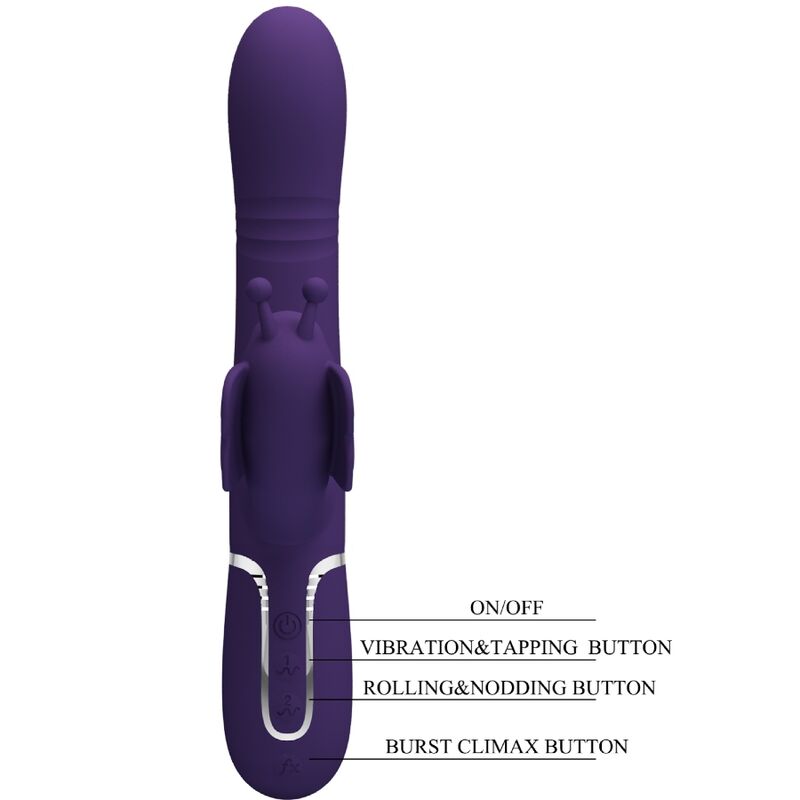PRETTY LOVE - MULTIFUNCTION RABBIT VIBRATOR 4 IN 1 BUTTERFLY PURPLE - My naughty haven #