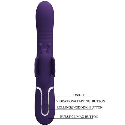 PRETTY LOVE - MULTIFUNCTION RABBIT VIBRATOR 4 IN 1 BUTTERFLY PURPLE - My naughty haven #