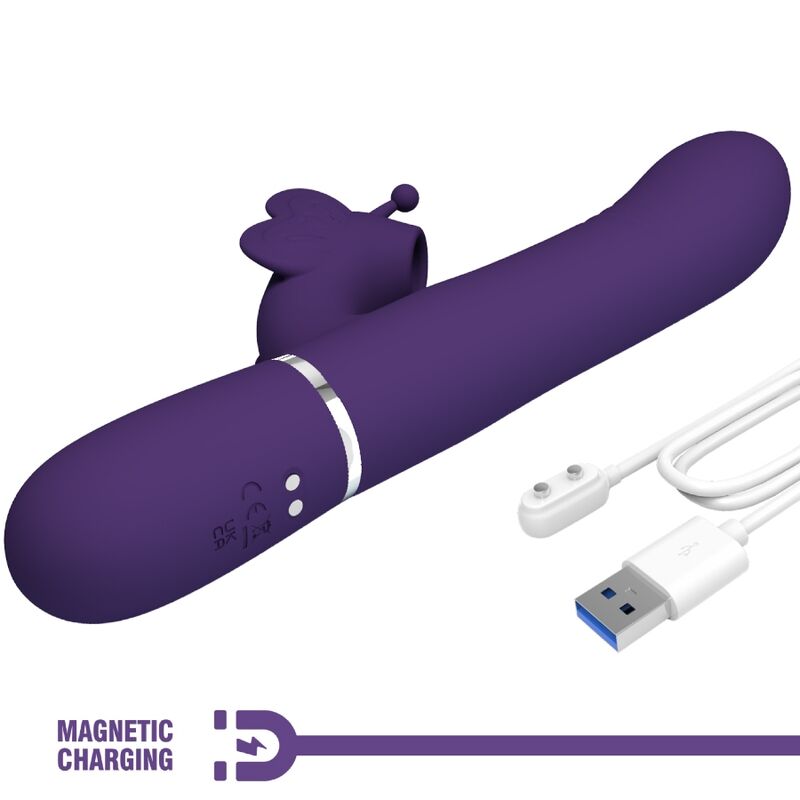 PRETTY LOVE - MULTIFUNCTION RABBIT VIBRATOR 4 IN 1 BUTTERFLY PURPLE - My naughty haven #