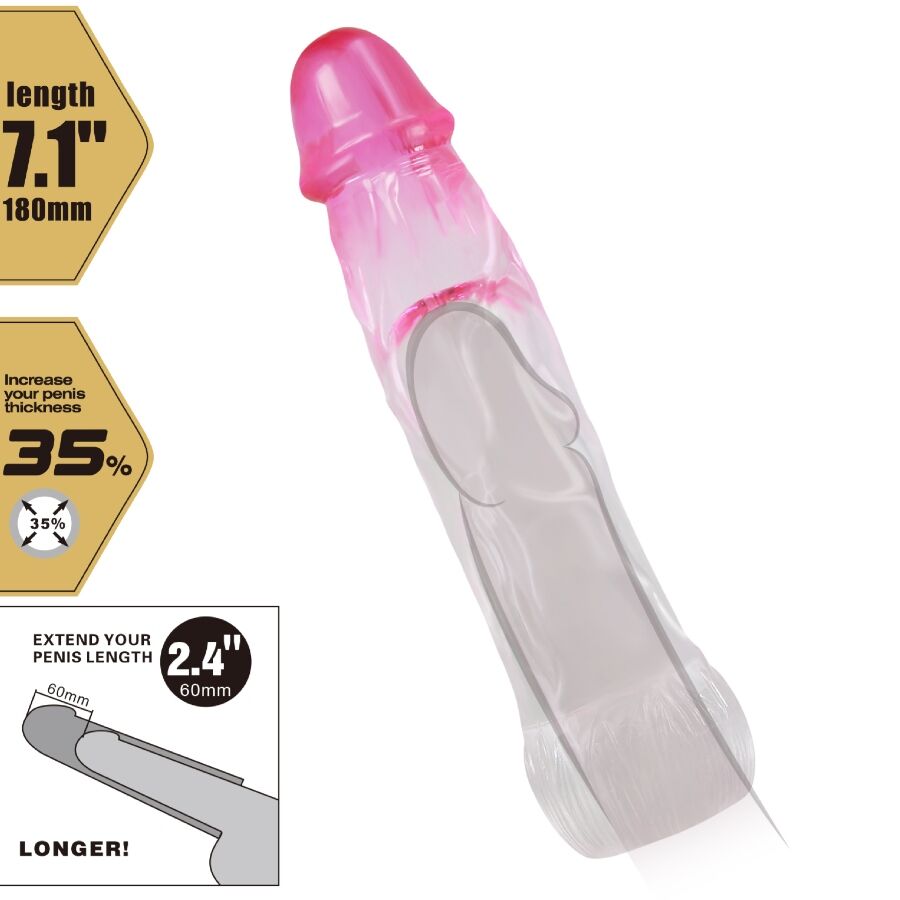 PRETTY LOVE - NERON REALISTIC 6 CM ENLARGEMENT SHEATH FOR  PENIS PINK - My naughty haven #