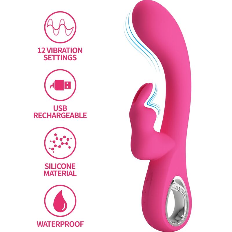 PRETTY LOVE - NOVAK RABBIT VIBRATOR 12 VIBRATIONS PINK - My naughty haven #