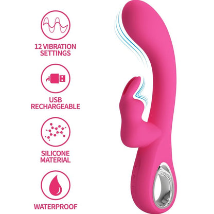 PRETTY LOVE - NOVAK RABBIT VIBRATOR 12 VIBRATIONS PINK - My naughty haven #