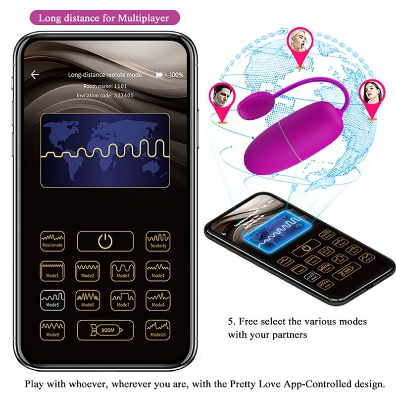 PRETTY LOVE - NYMPH VIBRATING EGG APP CONTROLLED PURPLE - My naughty haven #