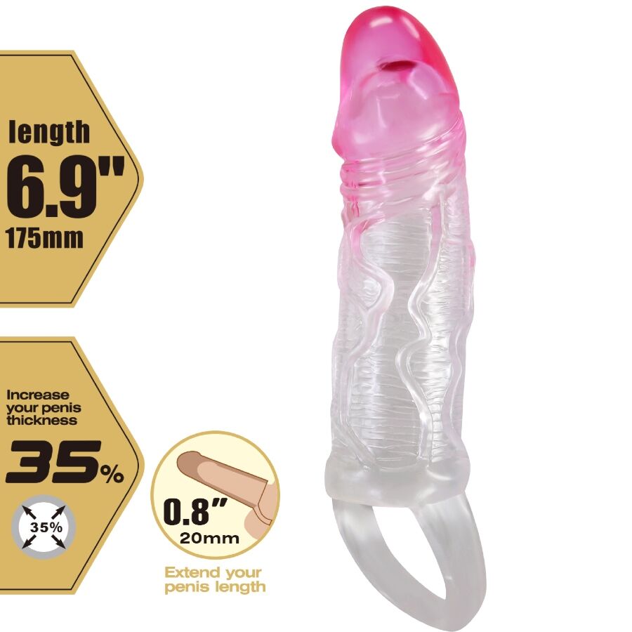 PRETTY LOVE - ODES REALISTIC 2 CM ENLARGEMENT SHEATH FOR PENIS PINK - My naughty haven #