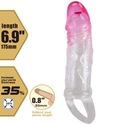 PRETTY LOVE - ODES REALISTIC 2 CM ENLARGEMENT SHEATH FOR PENIS PINK - My naughty haven #