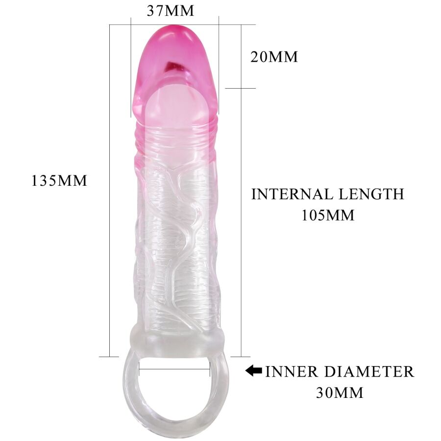 PRETTY LOVE - ODES REALISTIC 2 CM ENLARGEMENT SHEATH FOR PENIS PINK - My naughty haven #