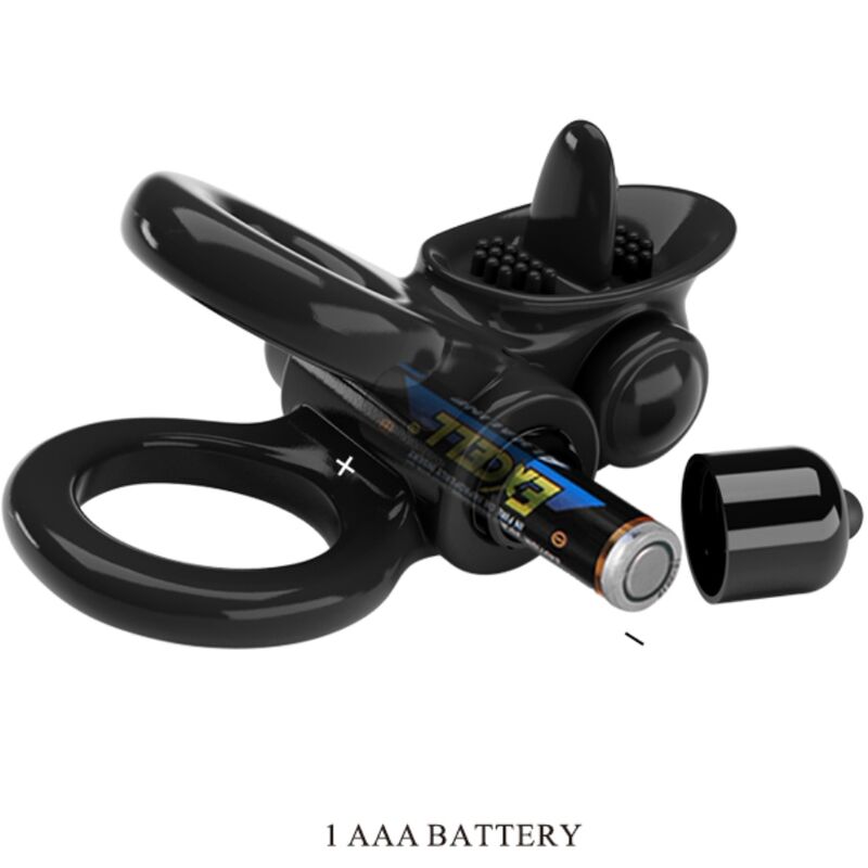 PRETTY LOVE - PASSIONATE RING DOUBLE VIBRATING RING + CLITORIS STIMULATOR BLACK - My naughty haven #