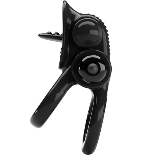 PRETTY LOVE - PASSIONATE RING DOUBLE VIBRATING RING + CLITORIS STIMULATOR BLACK - My naughty haven #