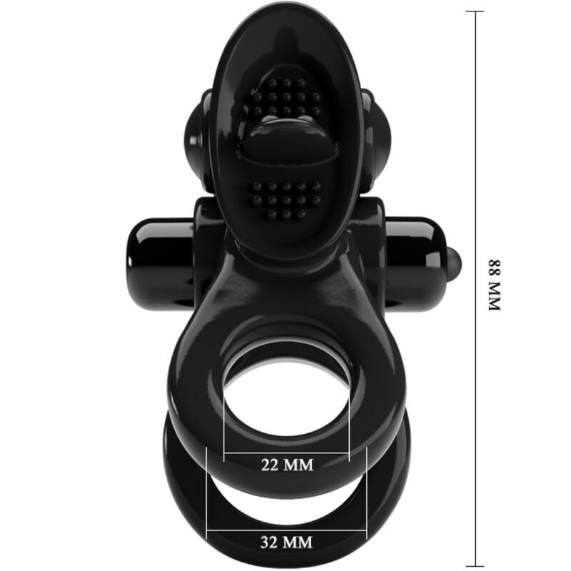 PRETTY LOVE - PASSIONATE RING DOUBLE VIBRATING RING + CLITORIS STIMULATOR BLACK - My naughty haven #