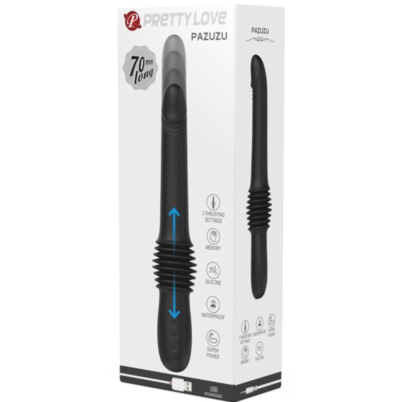 PRETTY LOVE - PAZUZU VIBRATOR 3 THRUST MODES BLACK - My naughty haven #