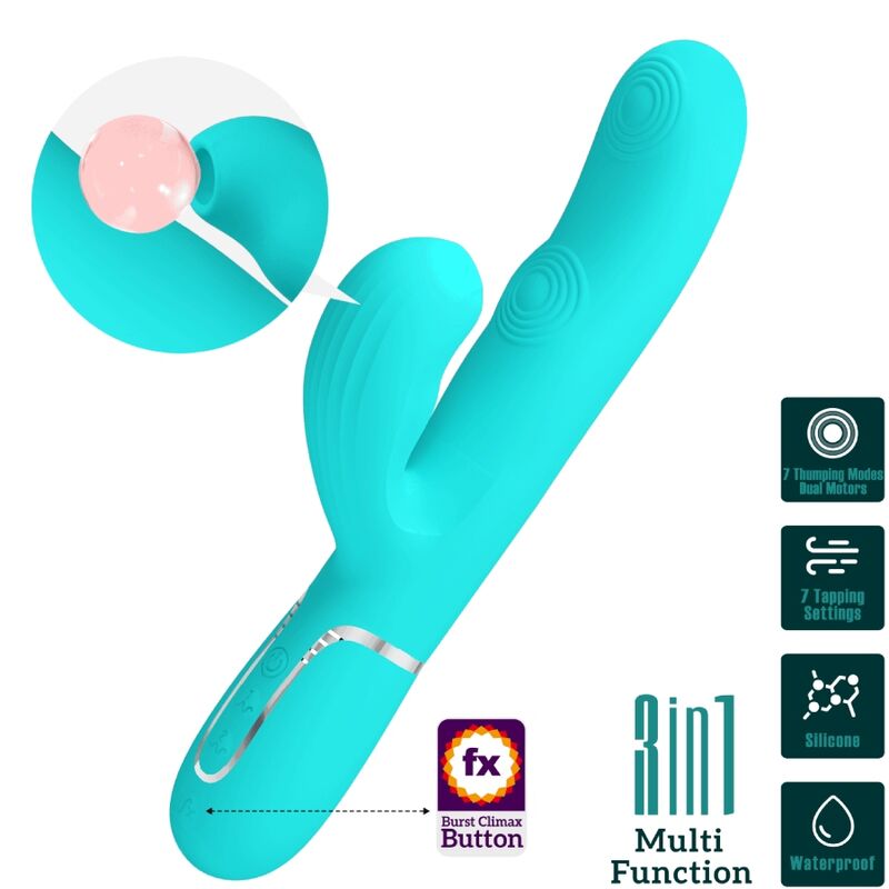 PRETTY LOVE - PERLITA MULTIFUNCTION 3 IN 1 G-SPOT VIBRATOR AQUA GREEN - My naughty haven #