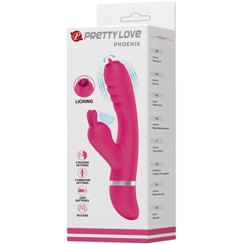 PRETTY LOVE - PHOENIX MULTIFUNCTION RABBIT VIBRATOR PINK - My naughty haven #