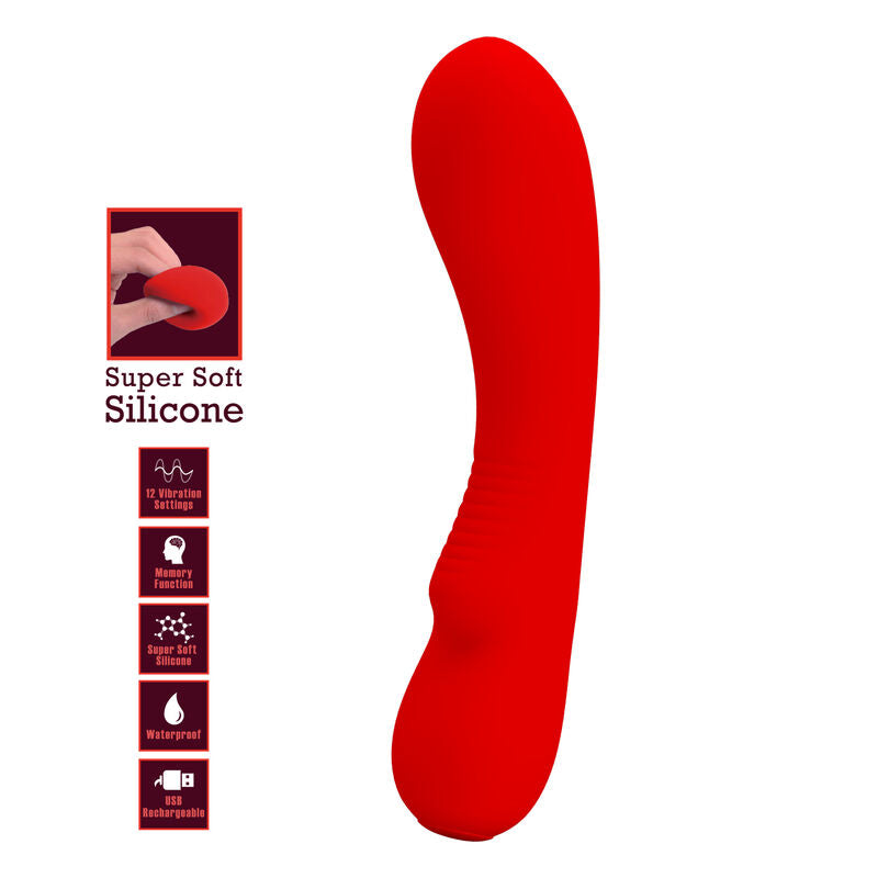 PRETTY LOVE - PRESCOTT RECHARGEABLE VIBRATOR RED - My naughty haven #