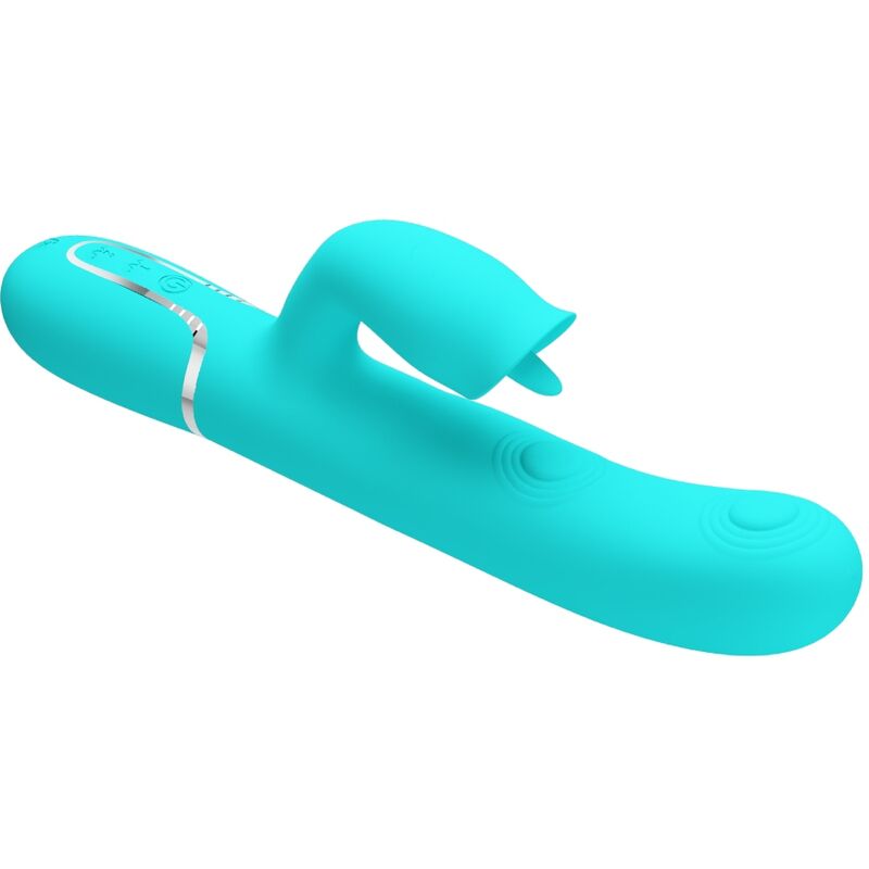 PRETTY LOVE - RABBIT VIBRATOR WITH LICKING AQUA GREEN - My naughty haven #