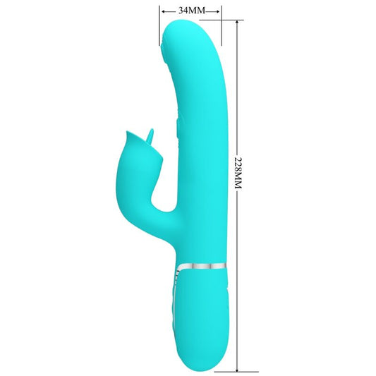 PRETTY LOVE - RABBIT VIBRATOR WITH LICKING AQUA GREEN - My naughty haven #