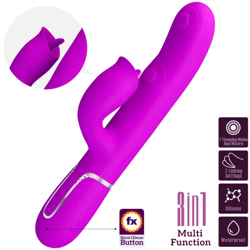 PRETTY LOVE - RABBIT VIBRATOR WITH LICKING FUCHSIA - My naughty haven #