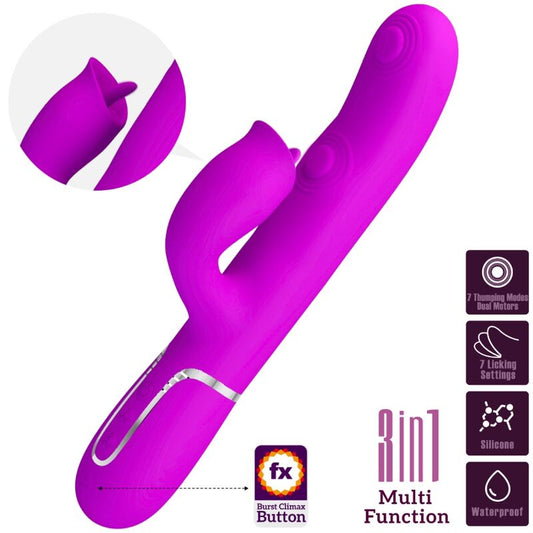 PRETTY LOVE - RABBIT VIBRATOR WITH LICKING FUCHSIA - My naughty haven #