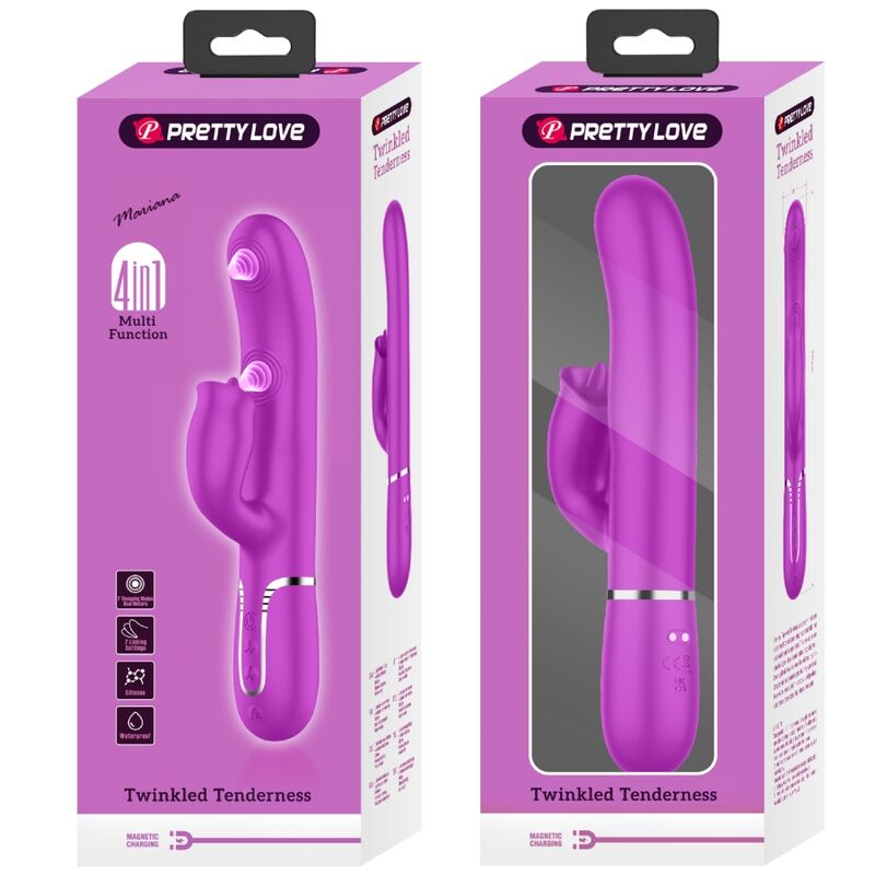 PRETTY LOVE - RABBIT VIBRATOR WITH LICKING FUCHSIA - My naughty haven #