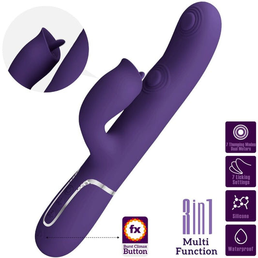 PRETTY LOVE - RABBIT VIBRATOR WITH LICKING PURPLE - My naughty haven #