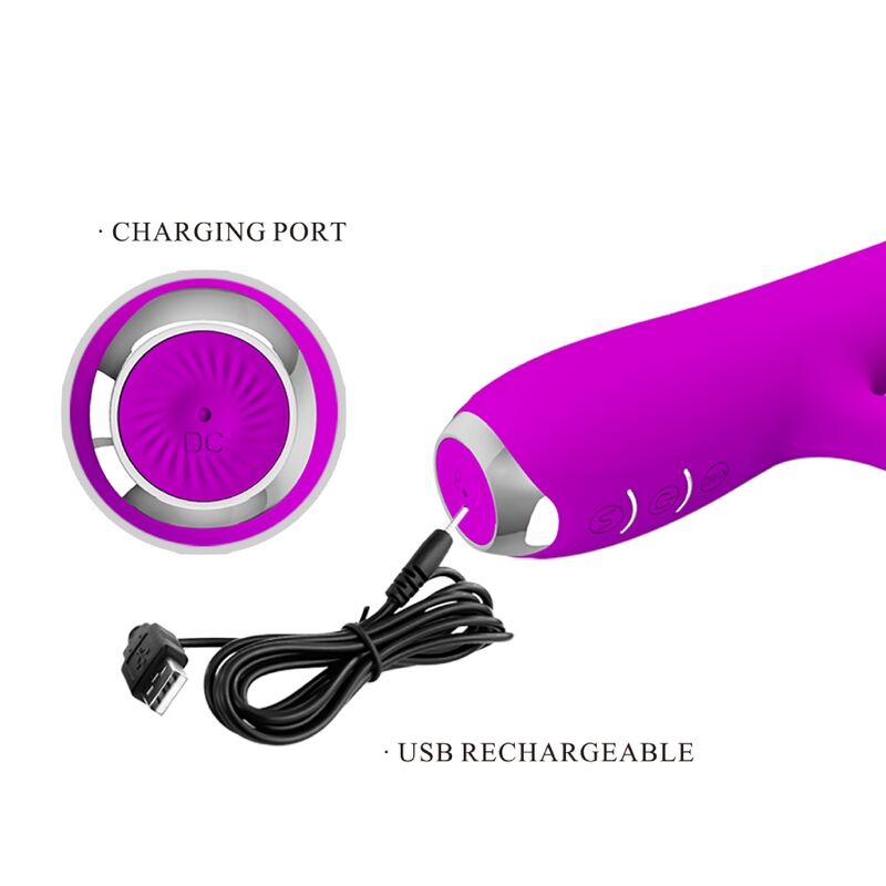 PRETTY LOVE - RACHEL RECHARGEABLE VIBRATOR WITH PURPLE SUCTION CUP - My naughty haven #