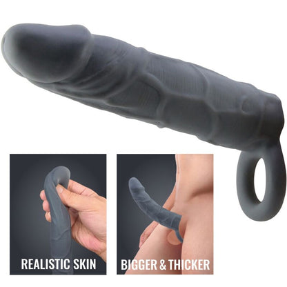 PRETTY LOVE - REALISTIC SKIN PENIS SLEEVE DARK GREY - My naughty haven #